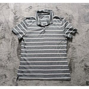 Nike Dri Fit Short Sleeve Polo Shirt Women's Size Medium Gray/White